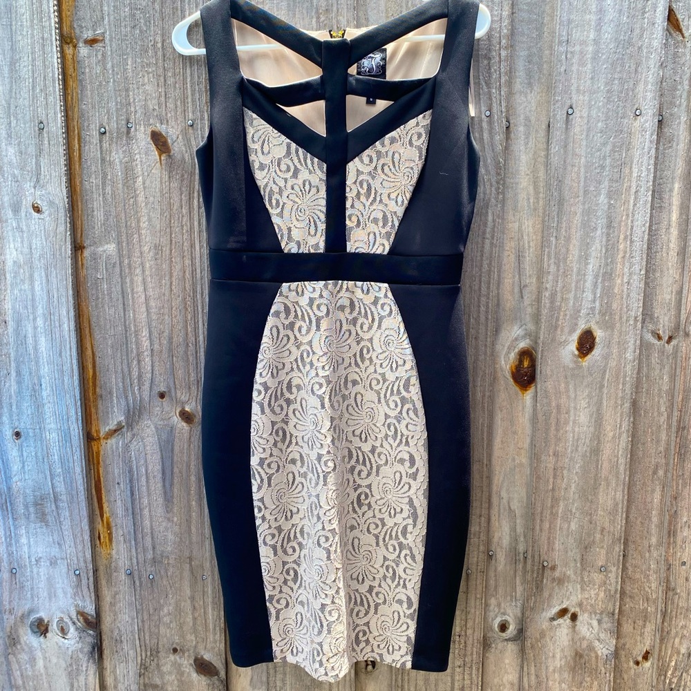 Black and gold women’s cocktail dress